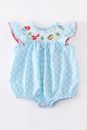 Boutique Baby Girls Princess Ariel Little Mermaid Smocked Embroidered Romper