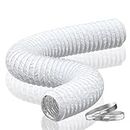 Hon&Guan 5 Inch Duct -16 FT White PVC and Aluminum Ducting for Heating Cooling Ventilation and Exhaust