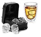 Qolixs 3D Skull Ice Cube Mold, Super Flexible High Grade Silicone Ice Cube Molds for Home Bar Whiskey, Cocktails, Beverages, Iced Tea & Coffee