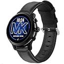 LvBu Armband Kompatibel mit Michael Kors MKGO, Quick Release Leder Classic Ersatz Uhrenarmband für Michael Kors Access MKGO Smartwatch (Schwarz)