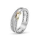 Myshiwu Designer Jewelry for Women Two-tone Crossover Twisted Cable Wire Band Ring Fashion Brand Jewelry Gift (Ring Size 7)