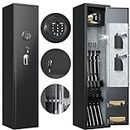 SUPEER Home Rifle and Pistols Gun Safe with LED Light and Alarm System,Digital Keypad Lock,Quick Access 4-5 Rifle and 2 Pistol, Removable Shelf,Built-in Small Cabinet