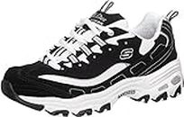 Skechers womens D'lites Biggest Fan Memory Foam Lace-up Fashion Sneaker, Black/White, 7.5 Wide US