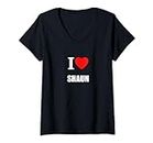 Cute I Love Heart Shaun Parents Wife Husband Girl Boy V-Neck T-Shirt