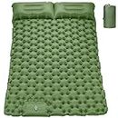 Double Sleeping Pad for Camping, 78''X49''X3.9'' Large Self Inflating Camping Sleeping Pad with Pillow Built-in Pump Portable 2 Person Camping Mat for Backpacking, Hiking, Tent Air Mattress (Green)
