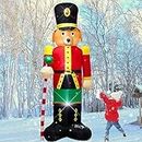 2.43M Christmas Inflatable Dog Nutcracker Soldier Decoration with LED Lights，Cute Xmas Blow up Dog Display,Christmas Soldier Indoor Outdoor Lighted up Yard Decoration-WM-24