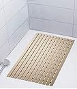 Shower Mat Non Slip for Bathroom, Anti Skid Bathtub Mat (Plastic Stripped- Rubber Base, 46cm x 61cm)- Beige