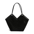 Batcat Womens Bling Rhinestone Tote Glitter Shoulder Top Handle Satchel Hobo Bags Large Capacity Handbag for Women (Black)