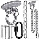 BeneLabel Wood/Concrete Celing Hanger 180° Swivel Hammock Swing Hanging Screw Bolt Hardware Metal Oval Bracket 1M Chain Carabiner for Indoor Outdoor Playground Chair Yoga Rope Punching Bags, 1000lbs
