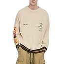 Aelfric Eden Mens Long Sleeve Printed Cable Knit Sweaters Casual Oversized Sweater Pullover Streewear Fall 2023 Beige