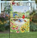 Toland Birdy Dippin' 12x18 Colorful Bird Bath Flower Spring Garden Flag