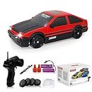 Remote Control Car RC Drift 2.4GHz 1:24 Scale 4WD 15KM/H High Speed Model Vehicle with LED Lights Drifting Tire Racing Sport Toy for Adults Boys Girls Kids Gift 2Pcs Rechargeable Batteries