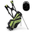 Costway Golf Stand Cart Bag with 6-Way Divider Carry Pockets-Green