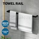 Towel Rail Rack Holder Single 600mm Wall Mounted Stainless Steel Black