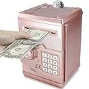 Cargooy Mini ATM Piggy Bank ATM Machine Best Gift for Kids,Electronic Code Piggy Bank Money Counter Safe Box Coin Bank for Boys Girls Password Lock Case (Rose Gold)