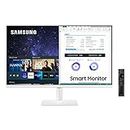 Samsung M5 Smart Monitor S32AM501NU, 32 Zoll, VA-Panel, Bildschirm mit Lautsprechern, FHD-Auflösung, Bildwiederholrate 60 Hz, Randlos, Smart TV Apps mit Fernbedienung, Auto Source Switch Plus, Weiß
