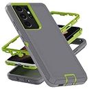 AYMECL for S21 Ultra Case,Galaxy S21 Ultra 5G Case [Military Grade] 3 in 1 Heavy Duty Full Body Shockproof Protection Phone Case for Samsung Galaxy S21 Ultra 6.8 inch,Green+Grey