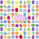 100 Pcs Mochi Squishy Toys (Random) Kawaii Mochi Squishies Toy for Kids, Mini Soft Stress Relief Toy for Birthday Party Favors, Easter Egg Fillers, Classroom Prize, Pinata Loot Goodie Bag Filler