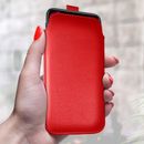 Custodia flip in pelle poliuretano pull tab per vari telefoni cellulari - rossa