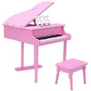 Costway Musical Instrument Toy 30-Key Children Mini Grand Piano with Bench-Pink