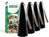 Fly Away - 4 Pack Outdoor Fly Repellent Fan, Outside or Inside Table use, Restaurant, Barbeque, Events, Deter Flies, Wasps, Bees, Other Moscas and Bugs Away, Battery Operated, Tabletop, Hanging Hook.