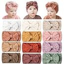 Prohouse 12 Pack Baby Nylon Headbands Hairbands Hair Bow Elastics Handmade Hair Accessories for Baby Girls Newborn Infant Toddlers Kids(Pink)