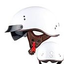 Demi-Casque，Half Shell Vintage 1/2 Moped Crash Helmet with Goggles，Dot/ECEApproved Vespa Motorcycle Half Helmet,for Adults Men Women Scooters Bicycle Ski (Color : K, Size : XXL=62-63CM)