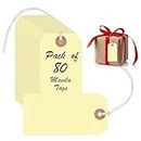 80 Pcs Shipping Tags with String Attached, 4.72'' x 2.36'' Manila Tags Price Tags with Reinforced Hole, Writable Blank Hang Tags for Inventory Tags Display Tags Jewelry Clothing Gift Tags (Ivory)
