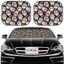 MSD Car Windshield Sun Shade, Universal Fit, 2-Piece for Car Window SunShades, Automotive Foldable Protector Cover, Image ID: 36626870 Day of The Dead Sugar Skull Seamless Vector Background