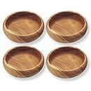 PACIFIC MERCHANTS Acaciaware Round Calabash Salad Bowls, 6-Inch by 2-inch Set of 4, Nut Bowl, Soup Bowl, Hand Turned From One Piece Of Wood, Eco-Friendly, Sustainably Harvested