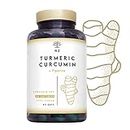 Curcuma Pipérine EXTRA FORT 95% de Curcumine et Poivre Noir. Optimale Absorption, Antioxydant | 90 Gélules -Végan Certifié-Fabriqué dans l'UE. N2 Natural Nutrition