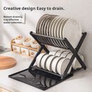 Home Kitchen Dish Double Shelf Multifunctional Plastic Dish Organizer Drainer
