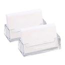 Dynozoom 2 pcs Business Card Holders,Desktop Clear Business Card Stand,Acrylic Card Display for Business Offices,Home,School Capacity 30-50 Cards(Clear)