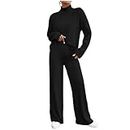 Tracksuit For Women UK Ladies Chunky Knitted High Roll Neck Winter Top Ribbed Bottom Loungewear Long Sleeve Legging Women's Warm Jumper 2PCS Suit Set 8-14 XXL4
