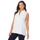 Plus Size Women's Stretch Cotton Poplin Sleeveless Shirt by Jessica London in White (Size 18 W)