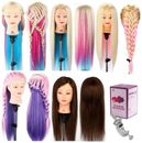 100% Human Hair Training Head Salon Hairdressing Practice Styling Mannequin Doll