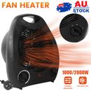 Electric Fan Heater Black 2000W Portable Thermostat Room Floor Table Desk Cooler
