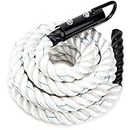 Crown Sporting Goods 1.5" Gym Climbing Rope for Adults (12-foot) - Poly Dacron Twist with Carabiner Eyehook - Strength Conditioning, Physical Education Fitness Equipment, Home Workout