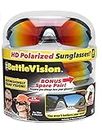 BattleVision Sunglasses As Seen on TV HD Polarized 2 Pairs, Eliminates Glare, Optimize Light & Block Blue Rays, Unisex, Black, One Size