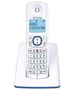 Alcatel F530 - Telefono cordless con blocco avanzato delle chiamate, vivavoce, ampio schermo retroilluminato, suonerie VIP, 10 melodie di chiamata, bianco/blu, versione FR
