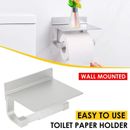 Toilet Paper Roll Holder With Phone Shelf Bathroom Wall Mounted Tissue Rack