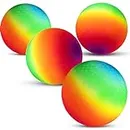 Bedwina Rainbow Playground Balls - 8.5Inch (Pack of 4) Rubber Bouncy Inflatable Balls for Kids and Adults, Indoor and Outdoor Games, Kickballs, Dodgeball, Four Square, Dodge Ball, Handball