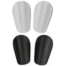 2 Pairs Soccer Miniature Shin Guard for Youth and Adults - Extra Small Protective Equipment shin Guards for Men, Women, Kids, Boys, and Girls (Black+White)