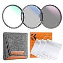 K&F Concept 55mm UV CPL ND4 Lens Accessory Filter Kit UV Protector Circular Polarizing Filter Neutral Density Filter for DSLR Cameras + Cleaning Cloth + Filter Bag Pouch (Nano-K Series)