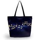 AOKSUNOVA borsa shopping pieghevole grande borsa in tessuto stampato con zip tote bag music
