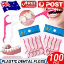 100pcs Floss Picks Dental Teeth Heathy Toothpicks Stick Care Tooth Clean Oral AU