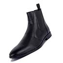 LOUIS STITCH Men's Obsidian Black Chelsea Boots for Men Handmade Dual Tone Patina Finish (LSRG_CLJB) (Size- 10 UK)