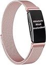 Zitel Band Compatible with Fitbit Inspire 2 Strap for Inspire 2 / Inspire HR/Ace 2 Stainless Steel Magnetic Lock Metal Band (Rose Pink)
