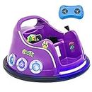 HONEY JOY 12V Electric Ride On Bumper Car, Kids Ride On Toy w/Remote Control, 360 Degree Spin, Flashing LED Lights, Built-in Music & Wireless Connection, Children Bumping Car for 3-8 Years (Purple)