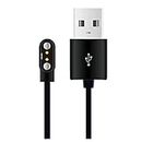 Lowfe Smart Watch Charger 2 Pin USB Fast Charger Magnetic Charging Cable Adapter (Black)